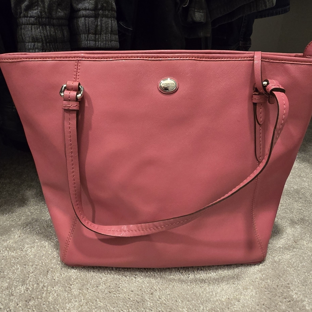 Pink Coach Leather Tote Bag